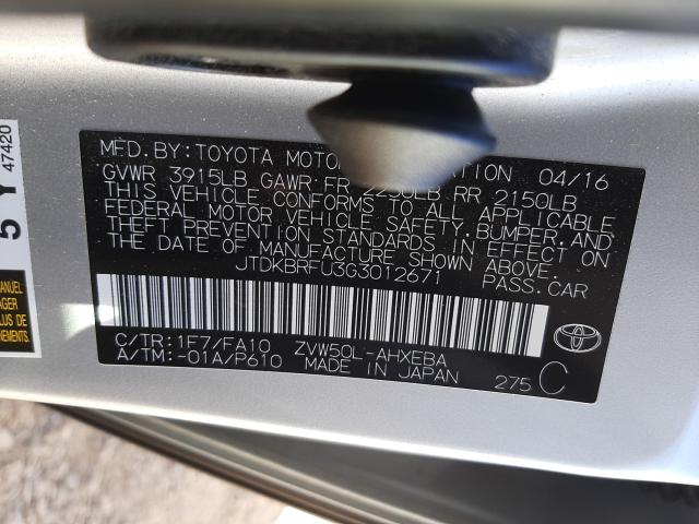 Photo 9 VIN: JTDKBRFU3G3012671 - TOYOTA PRIUS 