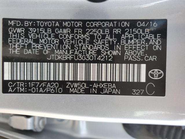 Photo 12 VIN: JTDKBRFU3G3014212 - TOYOTA PRIUS 