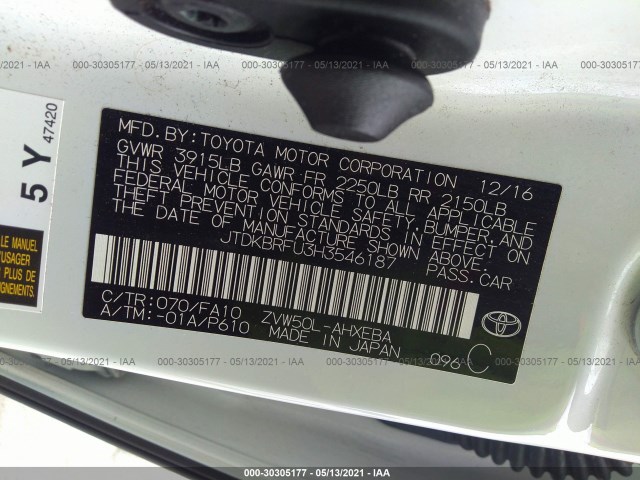 Photo 8 VIN: JTDKBRFU3H3546187 - TOYOTA PRIUS 