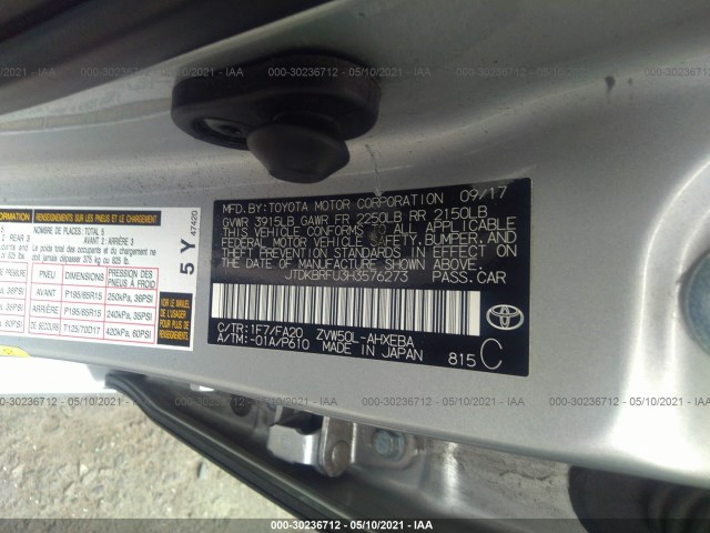 Photo 8 VIN: JTDKBRFU3H3576273 - TOYOTA PRIUS 