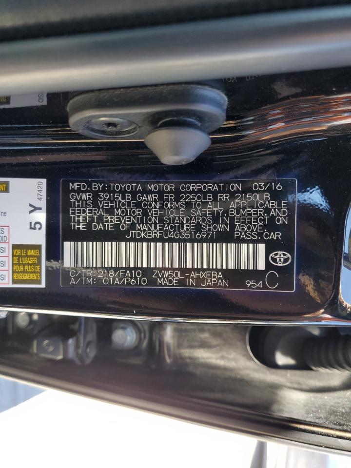 Photo 11 VIN: JTDKBRFU4G3516971 - TOYOTA PRIUS 