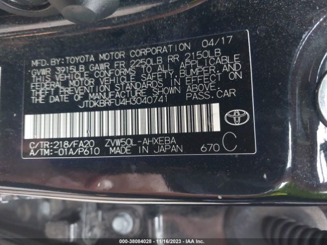 Photo 8 VIN: JTDKBRFU4H3040741 - TOYOTA PRIUS 