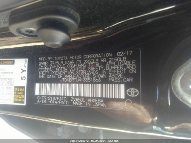 Photo 8 VIN: JTDKBRFU4H3551866 - TOYOTA PRIUS 