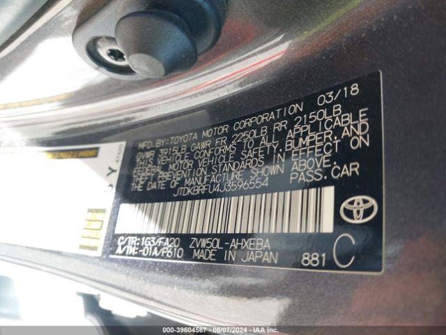 Photo 8 VIN: JTDKBRFU4J3596554 - TOYOTA PRIUS 