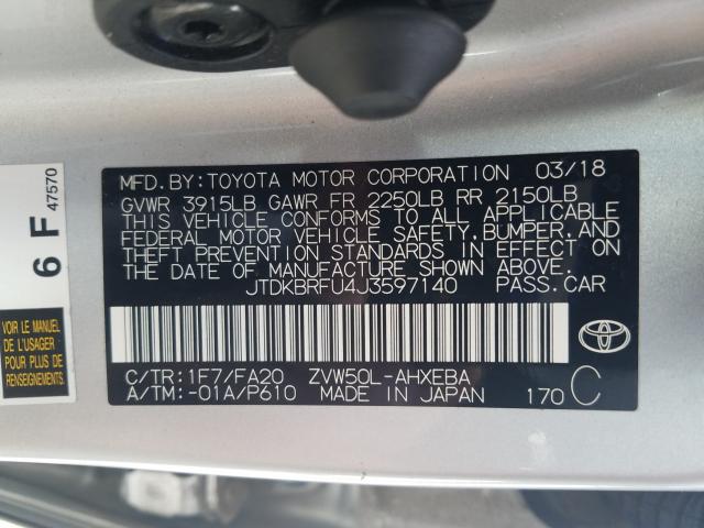 Photo 9 VIN: JTDKBRFU4J3597140 - TOYOTA PRIUS 