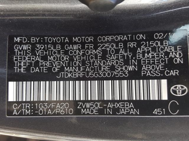 Photo 9 VIN: JTDKBRFU5G3007553 - TOYOTA PRIUS 