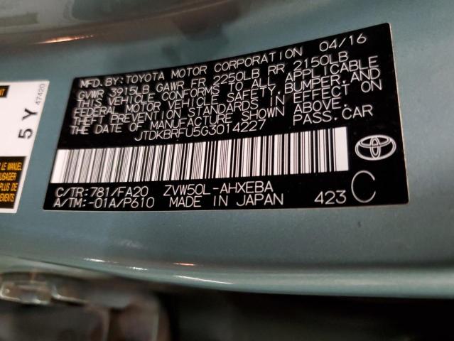 Photo 11 VIN: JTDKBRFU5G3014227 - TOYOTA PRIUS 