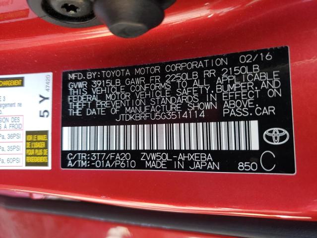 Photo 9 VIN: JTDKBRFU5G3514114 - TOYOTA PRIUS 