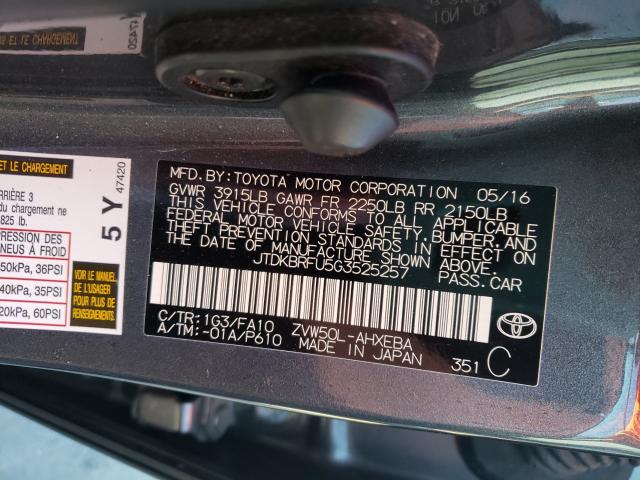 Photo 9 VIN: JTDKBRFU5G3525257 - TOYOTA PRIUS 