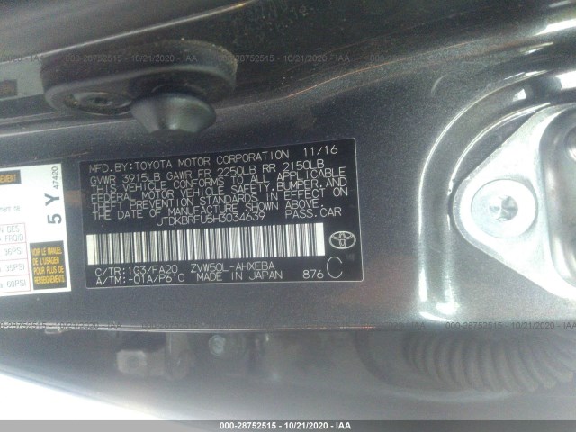 Photo 8 VIN: JTDKBRFU5H3034639 - TOYOTA PRIUS 