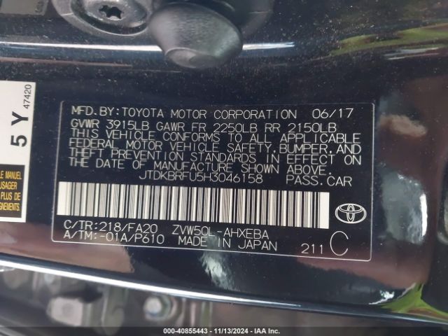 Photo 8 VIN: JTDKBRFU5H3046158 - TOYOTA PRIUS 