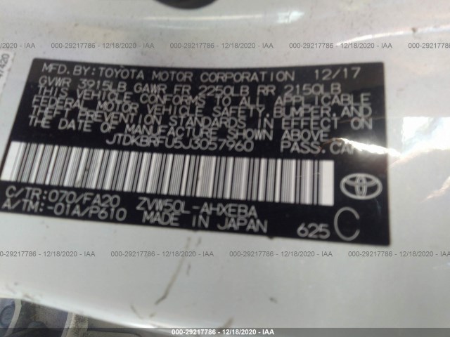 Photo 8 VIN: JTDKBRFU5J3057960 - TOYOTA PRIUS 