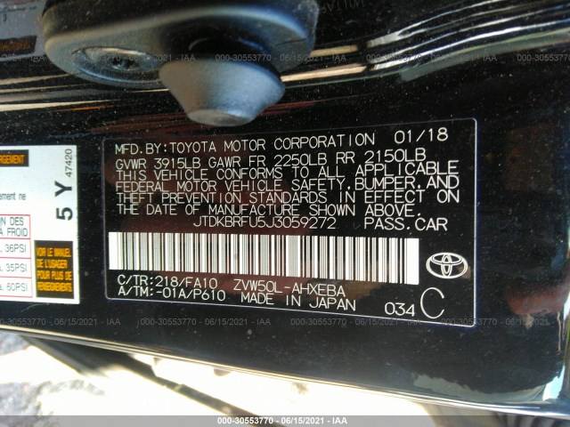 Photo 8 VIN: JTDKBRFU5J3059272 - TOYOTA PRIUS 