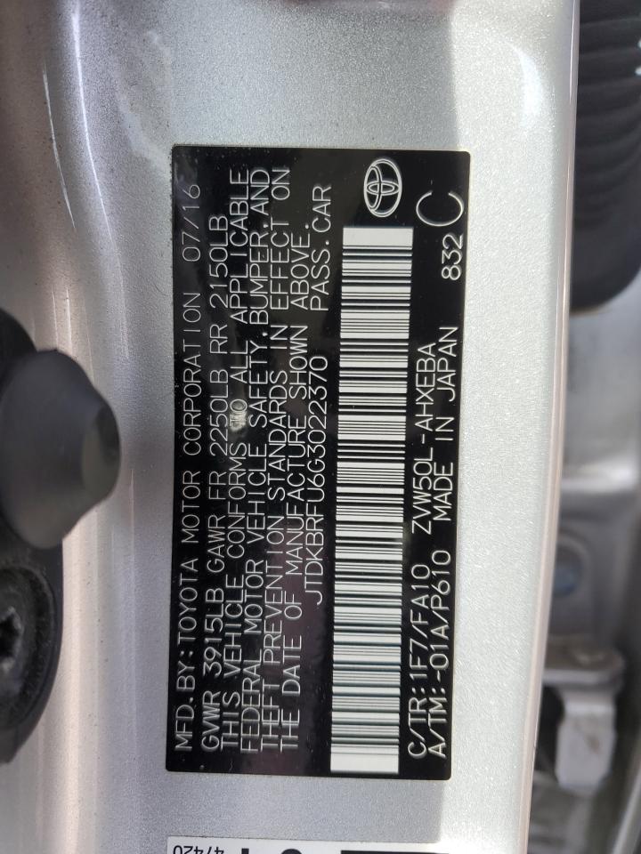 Photo 12 VIN: JTDKBRFU6G3022370 - TOYOTA PRIUS 