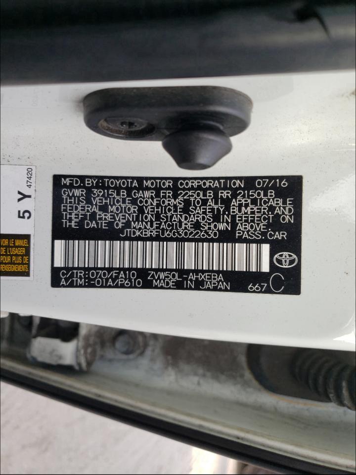 Photo 9 VIN: JTDKBRFU6G3022630 - TOYOTA PRIUS 