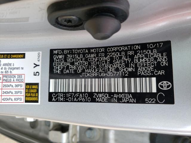 Photo 9 VIN: JTDKBRFU6H3577112 - TOYOTA PRIUS 