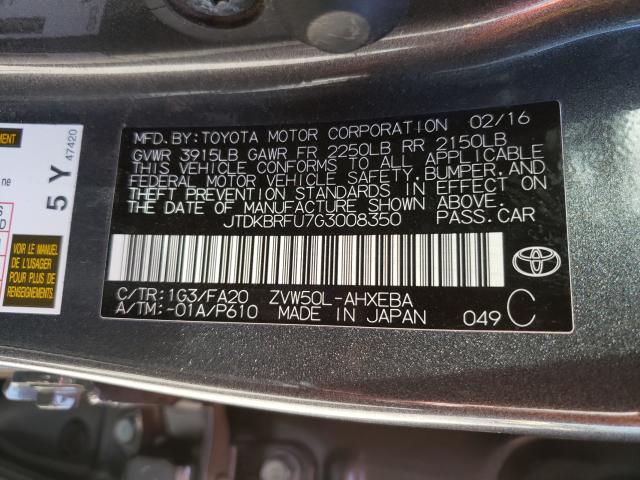 Photo 9 VIN: JTDKBRFU7G3008350 - TOYOTA PRIUS 