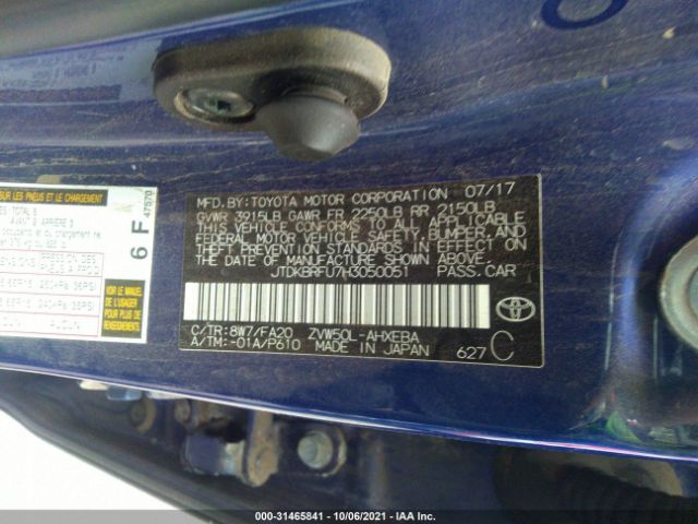 Photo 8 VIN: JTDKBRFU7H3050051 - TOYOTA PRIUS 