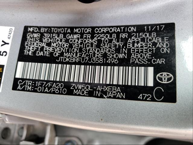 Photo 9 VIN: JTDKBRFU7J3581496 - TOYOTA PRIUS 