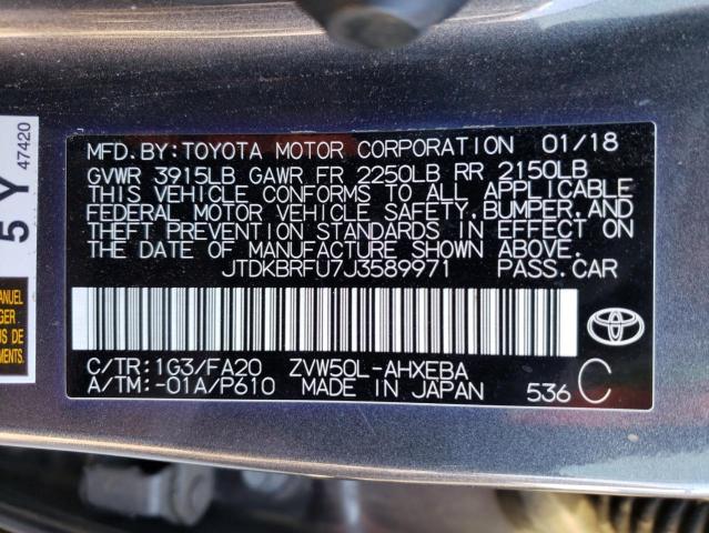 Photo 11 VIN: JTDKBRFU7J3589971 - TOYOTA PRIUS 