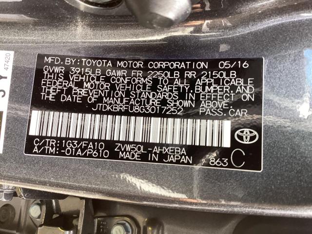 Photo 9 VIN: JTDKBRFU8G3017252 - TOYOTA PRIUS 