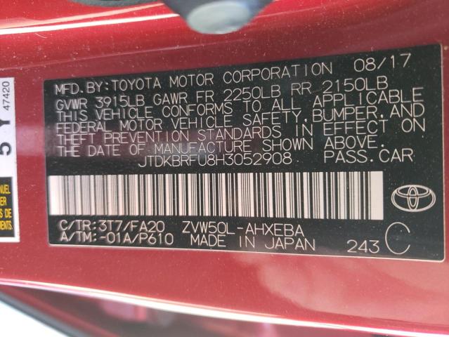 Photo 9 VIN: JTDKBRFU8H3052908 - TOYOTA PRIUS 