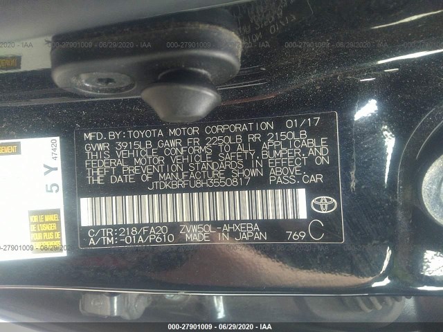 Photo 8 VIN: JTDKBRFU8H3550817 - TOYOTA PRIUS 