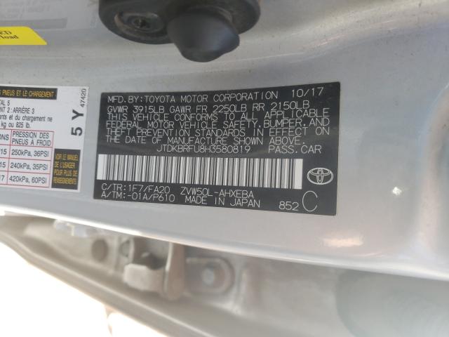 Photo 9 VIN: JTDKBRFU8H3580819 - TOYOTA PRIUS 