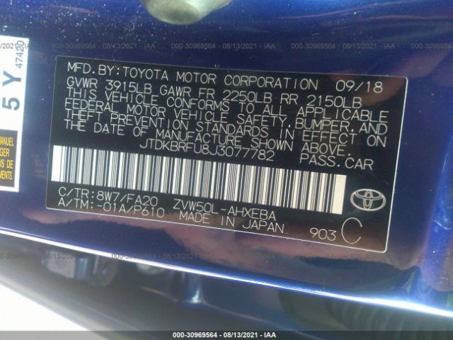 Photo 8 VIN: JTDKBRFU8J3077782 - TOYOTA PRIUS 