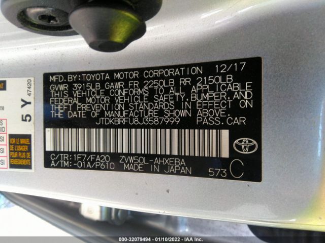 Photo 8 VIN: JTDKBRFU8J3587999 - TOYOTA PRIUS 