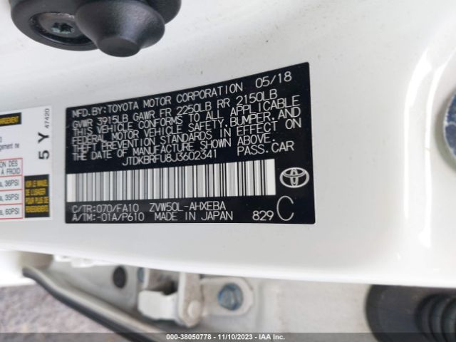 Photo 8 VIN: JTDKBRFU8J3602341 - TOYOTA PRIUS 