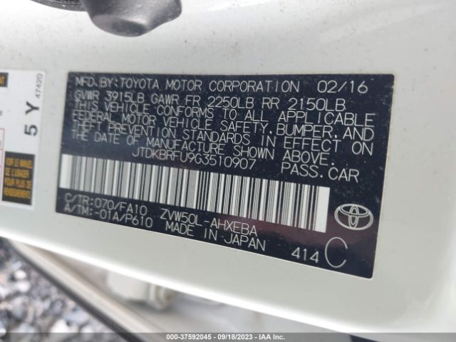 Photo 8 VIN: JTDKBRFU9G3510907 - TOYOTA PRIUS 