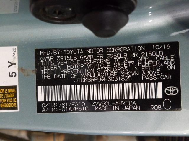 Photo 9 VIN: JTDKBRFU9H3031825 - TOYOTA PRIUS 