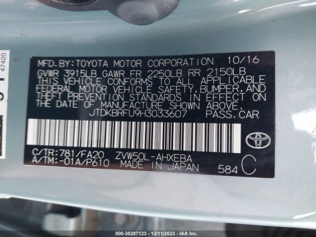 Photo 8 VIN: JTDKBRFU9H3033607 - TOYOTA PRIUS 