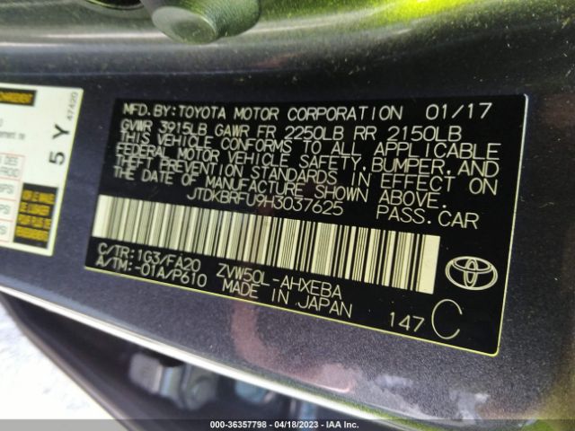 Photo 8 VIN: JTDKBRFU9H3037625 - TOYOTA PRIUS 