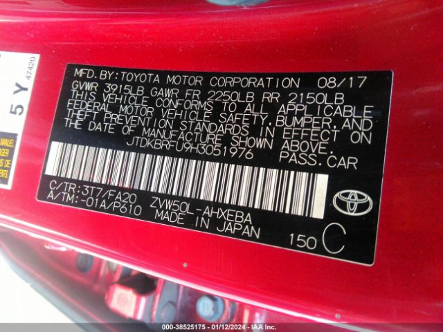 Photo 8 VIN: JTDKBRFU9H3051976 - TOYOTA PRIUS 