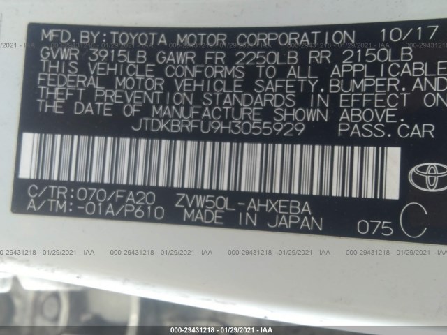 Photo 8 VIN: JTDKBRFU9H3055929 - TOYOTA PRIUS 