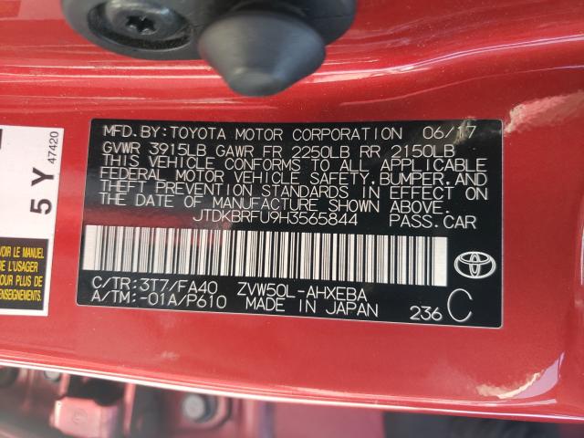 Photo 9 VIN: JTDKBRFU9H3565844 - TOYOTA PRIUS 