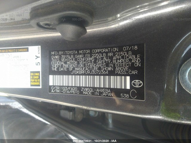 Photo 8 VIN: JTDKBRFU9J3072364 - TOYOTA PRIUS 