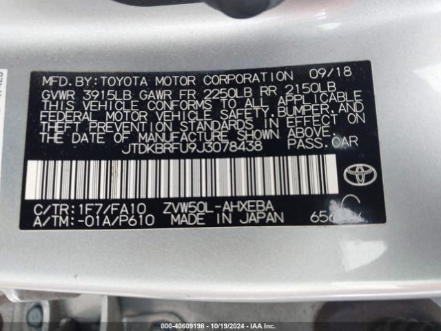 Photo 8 VIN: JTDKBRFU9J3078438 - TOYOTA PRIUS 