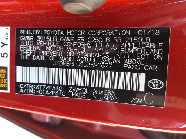 Photo 9 VIN: JTDKBRFU9J3590877 - TOYOTA PRIUS 