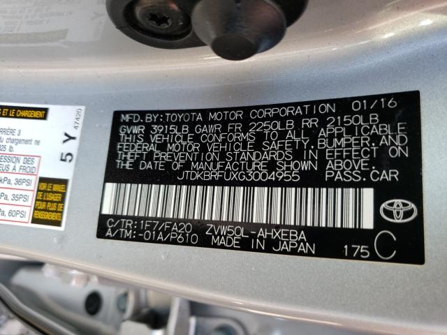 Photo 9 VIN: JTDKBRFUXG3004955 - TOYOTA PRIUS 