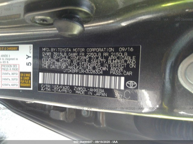 Photo 8 VIN: JTDKBRFUXH3028304 - TOYOTA PRIUS 