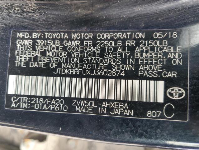 Photo 11 VIN: JTDKBRFUXJ3602874 - TOYOTA PRIUS 