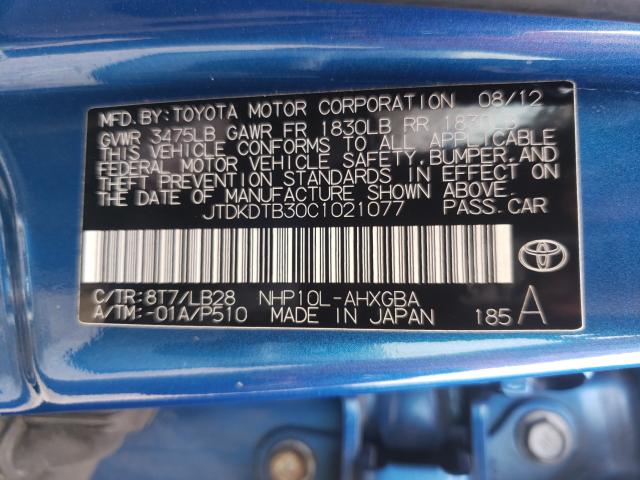 Photo 9 VIN: JTDKDTB30C1021077 - TOYOTA PRIUS C 