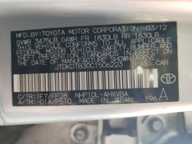 Photo 9 VIN: JTDKDTB30C1506223 - TOYOTA PRIUS C 