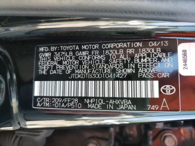 Photo 9 VIN: JTDKDTB30D1041427 - TOYOTA PRIUS C 