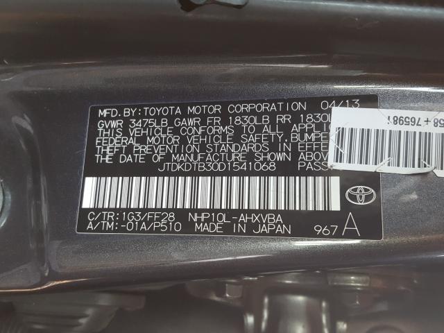 Photo 9 VIN: JTDKDTB30D1541068 - TOYOTA PRIUS C 