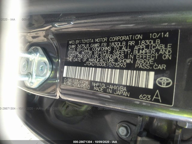 Photo 8 VIN: JTDKDTB30E1573293 - TOYOTA PRIUS C 