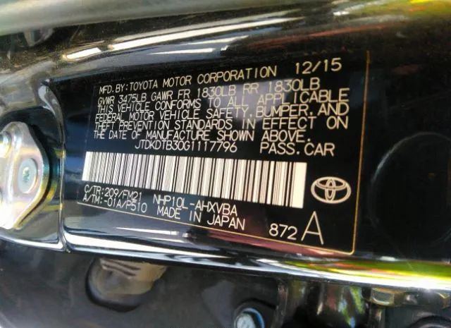 Photo 8 VIN: JTDKDTB30G1117796 - TOYOTA PRIUS C 